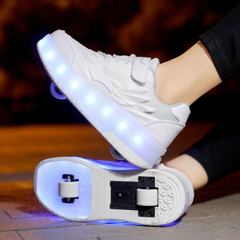 Explosions Double Walking Shoes Children'S Heal Walking Shoes Shrink Girls Boys' Roller Skates Charging Flash Skates - Image 4