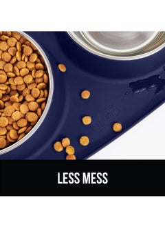 Gorilla Grip Gorilla Grip 100% Waterproof BPA Free Cat and Dog Bowls Silicone Feeding Mat Set, Stainless Steel Bowl Slip Resistant Raised Edges, Catch Water, Food Mess, No Spills, Pet Accessories, 4 Cup, Navy  - Image 2