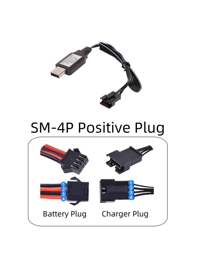 Cecicebb 7.4V SM-4P Charger for 7.4V Li-ion Battery RC Car Toys SM4P USB Charging Cable 2 Pack - Image 3