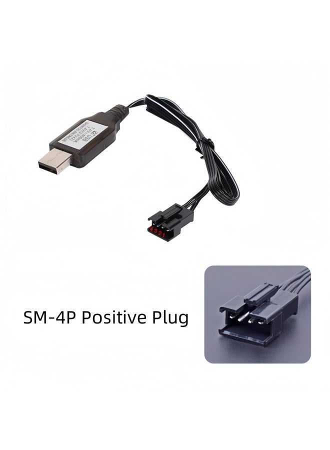 Cecicebb 7.4V SM-4P Charger for 7.4V Li-ion Battery RC Car Toys SM4P USB Charging Cable 2 Pack - Image 2