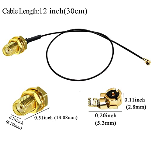 TUOLNK 5PCS IPX UFL to SMA Extension Cable, 12inch (30cm) SMA Female to IPX MHF1 Cord Antenna Pigtail Cable, Low Loss 1.13mm MHF1 to SMA Bulkhead Coaxial Cable 50ohm for Network Card, Mini PCI - Image 2