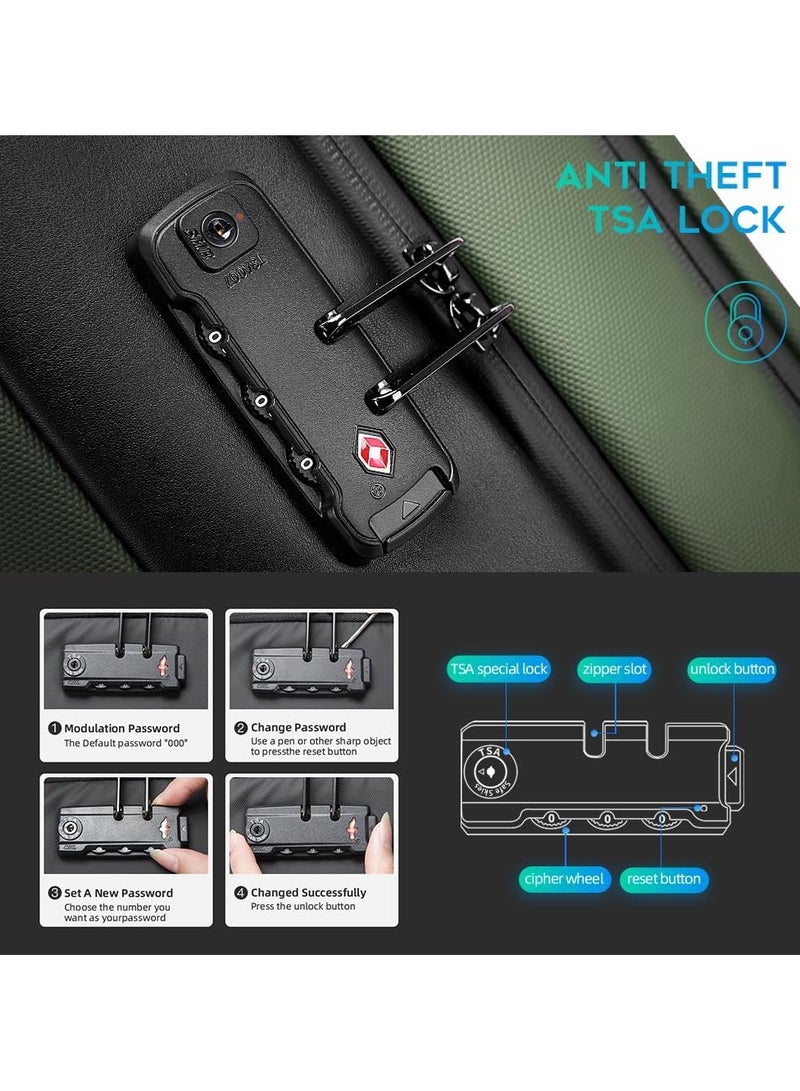 BANGE BANGE Anti Theft Backpack with USB charging Port,Lightweight Business Backpack for Men and Women   Green(3 pocket for travel)  - Image 3