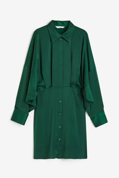 H&M Puff Sleeve Button Down Shirt Dress