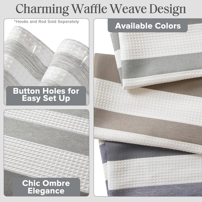 madison park Shower Curtain Spa Waffle Weave Shower Curtain for Bathroom 3M Scotchgard Moisture Management, Spa Quality Modern Shower Curtains for Bathroom, Standard 72x72 Grey Ombre - Image 3