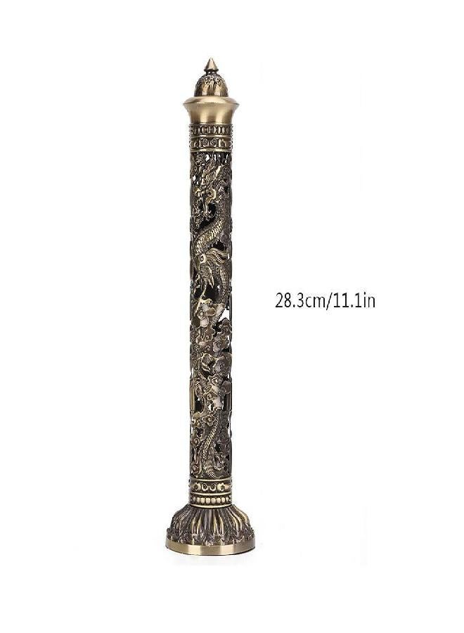 TOPINCN Incense Stick Burner Bronze Tone Dragon Phoenix Pattern Incense Stick Holder Vertical Incense Stand with Catcher for Home Decor Birthday Gift - Image 5