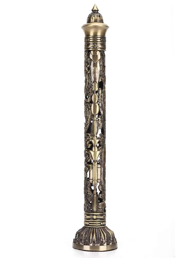 TOPINCN Incense Stick Burner Bronze Tone Dragon Phoenix Pattern Incense Stick Holder Vertical Incense Stand with Catcher for Home Decor Birthday Gift - Image 1