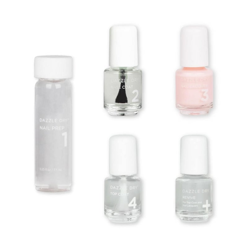 Dazzle Dry Mini Kit 4 Step System - Strawberry Macaron, a semisheer pale strawberry with lavender undertones. (5 Piece Kit / 5 Manicures) - Image 1