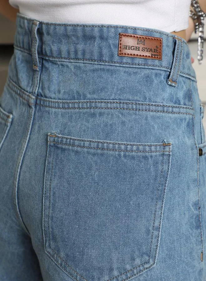 HIGH STAR High Rise Cotton Denim Shorts by Styli
