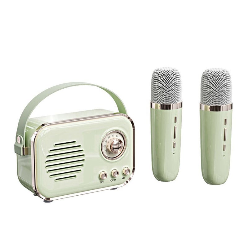 Retro mini speaker portable wireless Bluetooth speaker microphone outdoor karaoke all-in-one machine mini HIFI subwoofer small speaker gift ornament - Image 1