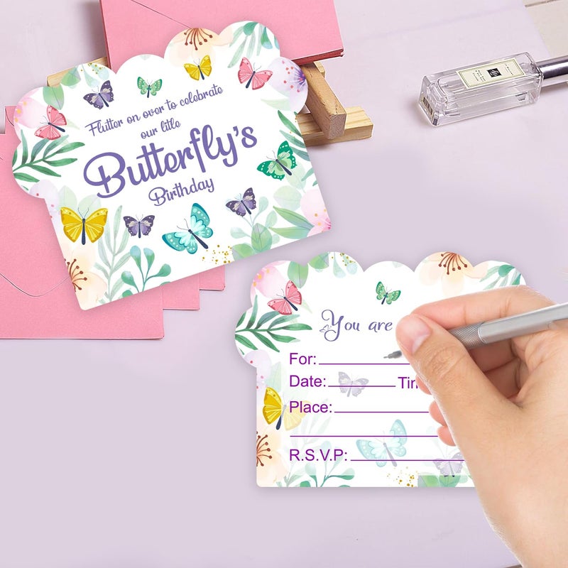 Party Propz Party Propz Birthday Invitation Cards For Kids 21 Pcs Butterfly Theme Invitation Card For Birthday Boy Girl Cardstock Butterfly Invitation Cards For Kids Party Unicorn Birthday Return Gifts - Image 5