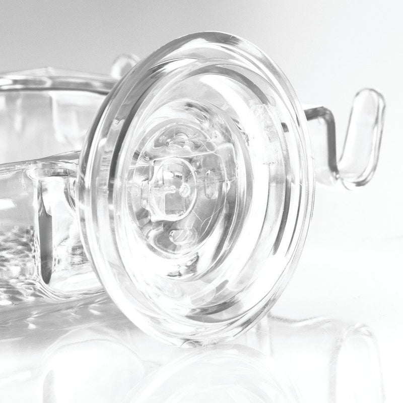 InterDesign حامل صابون معلق ذاتي التصريف من إنترديزاين رين مع حامل فرشاة الأسنان والشفرات - حامل صابون بقوة شفط قفل الطاقة للاستحمام، شفاف - Image 4