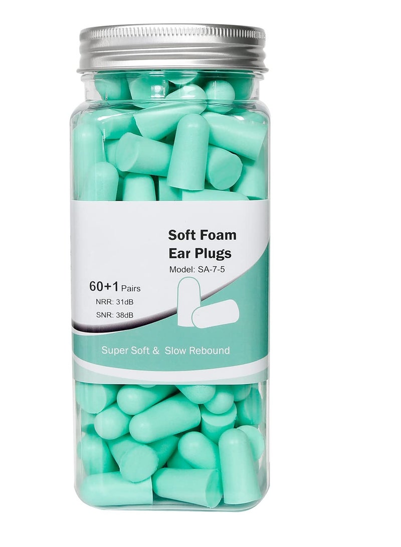 SYOSI Ultra Soft Foam Earplugs Sleep 60 Pairs 38dB Noise Reduction Ear Plugs for Sleeping Work Travel and Shooting  - Image 1