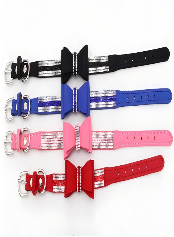 Weimostar Rhinestone Small Dog Collar with Bow, Bling Puppy Collars Diamond Sparkly Crystal Cute Fancy Adjustable for XXS XS Small Medium Pet Female Dogs Girls Cats Yorkie Kitten Pink S - Image 5