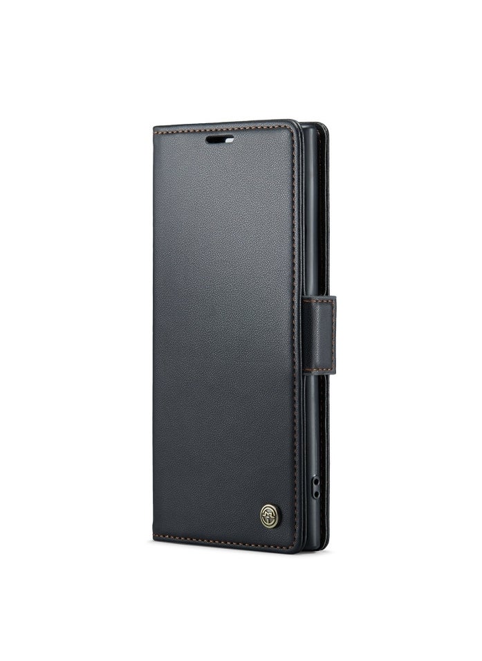 CaseMe CaseMe Flip Wallet Case For Samsung Galaxy Note 10 Plus [RFID Blocking] PU Leather Wallet Flip Folio Case with Card Holder Kickstand Shockproof Phone Cover (Black)  - Image 1