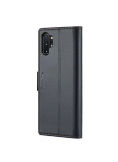 CaseMe CaseMe Flip Wallet Case For Samsung Galaxy Note 10 Plus [RFID Blocking] PU Leather Wallet Flip Folio Case with Card Holder Kickstand Shockproof Phone Cover (Black)  - Image 2