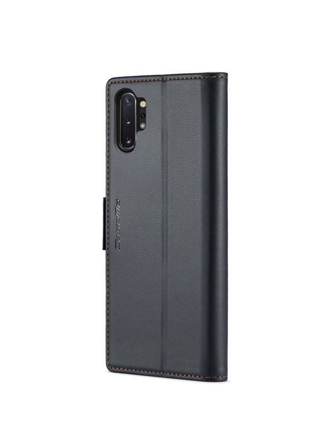 CaseMe CaseMe Flip Wallet Case For Samsung Galaxy Note 10 Plus [RFID Blocking] PU Leather Wallet Flip Folio Case with Card Holder Kickstand Shockproof Phone Cover (Black)  - Image 2