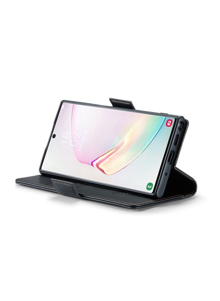 CaseMe CaseMe Flip Wallet Case For Samsung Galaxy Note 10 Plus [RFID Blocking] PU Leather Wallet Flip Folio Case with Card Holder Kickstand Shockproof Phone Cover (Black)  - Image 4