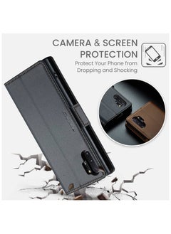 CaseMe CaseMe Flip Wallet Case For Samsung Galaxy Note 10 Plus [RFID Blocking] PU Leather Wallet Flip Folio Case with Card Holder Kickstand Shockproof Phone Cover (Black)  - Image 3