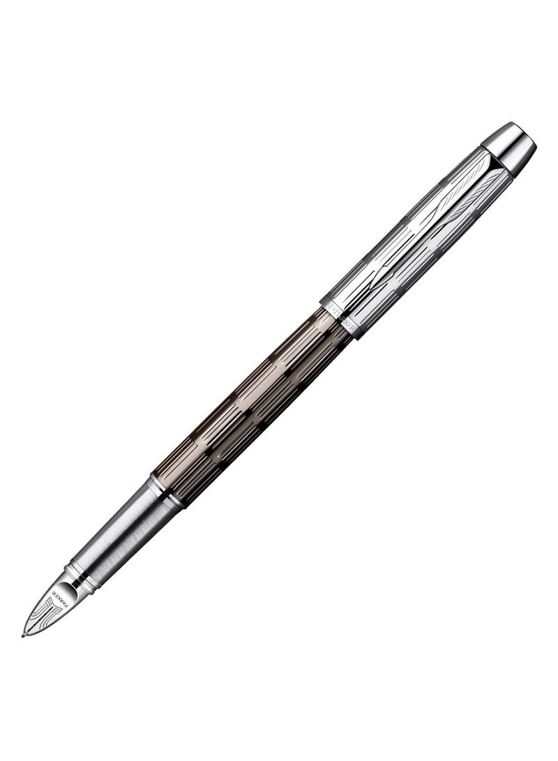 Parker Im Premium Chiseled Twin Metal With Chrome Trim| 5th Technology Mode Pen| With Refill & Gift Box| 6411, S0976060 - Image 1