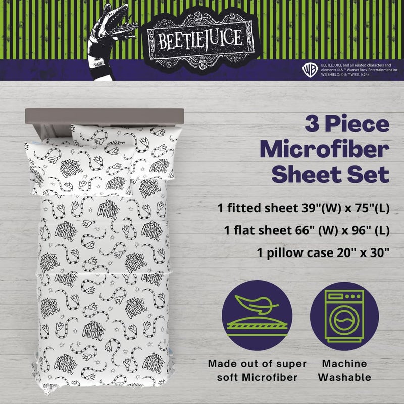 Franco Collectibes Beetlejuice Bedding Super Soft Microfiber Twin Sheet Set  College Dorm Essentials  (Officially Licensed Product) - Image 2