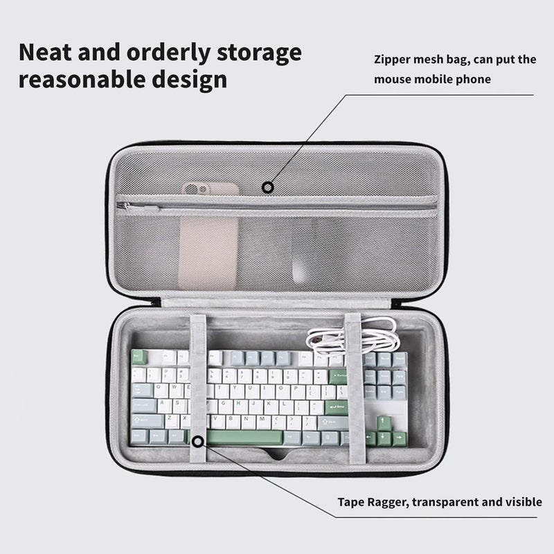 Keyboard Carrying Case Storage Bag Sleeve Protective Travel Shockproof for 68 Keys Ergonomic Keyboard Portable EVA Keyboards Carrying Case - Image 4