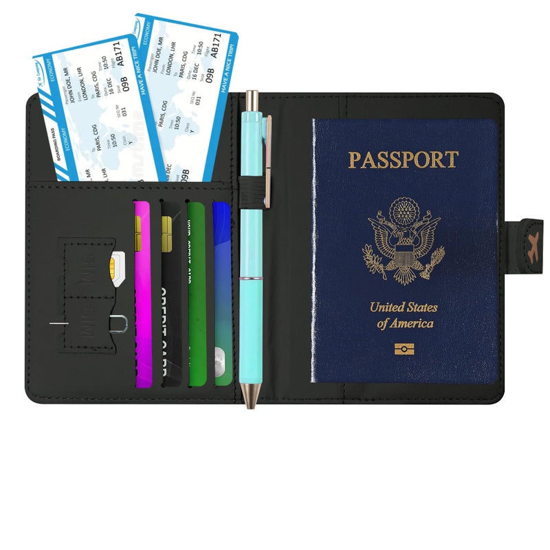 LumeTrav Passport Holder, Travel Wallet Cover with Pen Loop | Cute RFID Blocking Leather Case with Magnetic Closure for Travel Essentials-flower - Image 2