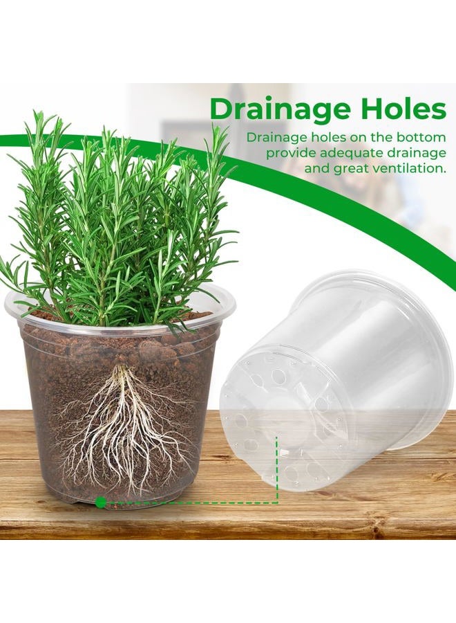 FUIJOL 6/8/10/12 Inch Large Clear Nursery Pots with Drainage, 16 Pack Clear Plastic Nursery Pots for Plants, Garden Seedling Starter Plant Pots for Succulents, Flowers & Vegetables - Image 3