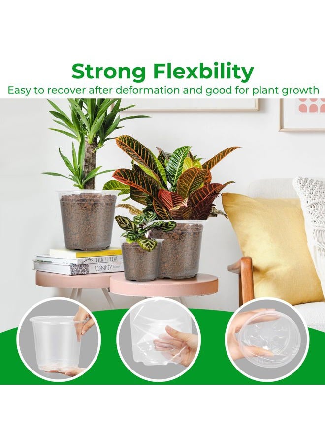 FUIJOL 6/8/10/12 Inch Large Clear Nursery Pots with Drainage, 16 Pack Clear Plastic Nursery Pots for Plants, Garden Seedling Starter Plant Pots for Succulents, Flowers & Vegetables - Image 4