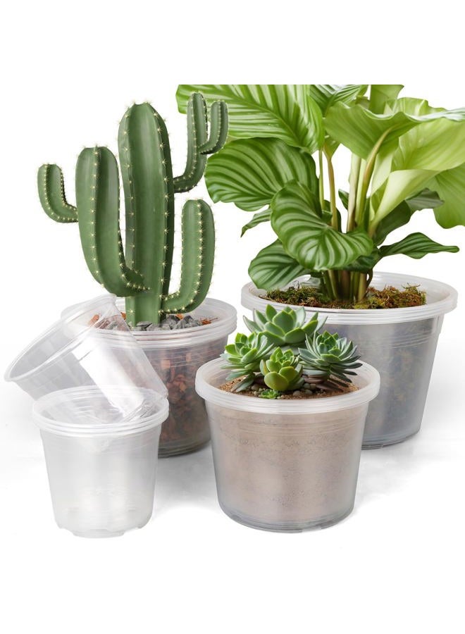FUIJOL 6/8/10/12 Inch Large Clear Nursery Pots with Drainage, 16 Pack Clear Plastic Nursery Pots for Plants, Garden Seedling Starter Plant Pots for Succulents, Flowers & Vegetables - Image 1