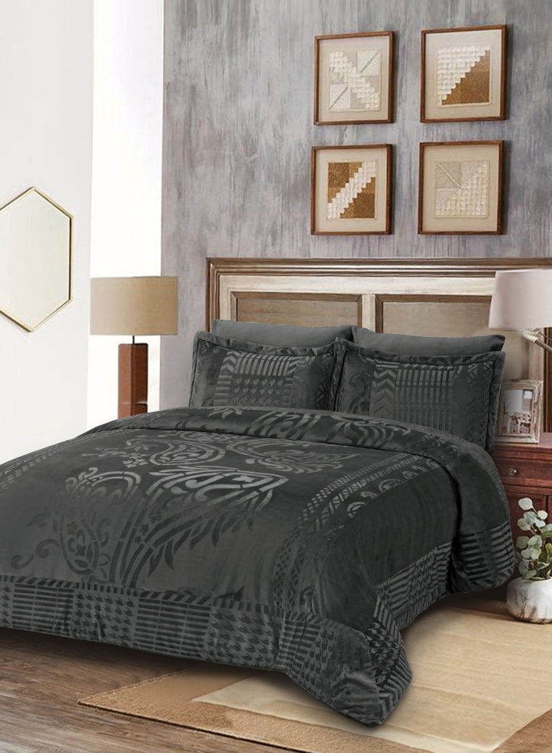 Master Home Textile Velvet Comforter Sets, 7 Pcs King Size, Fits 200 x 200 cm Double Size Bed, With Removable Filling, Soft, Warm - Image 1