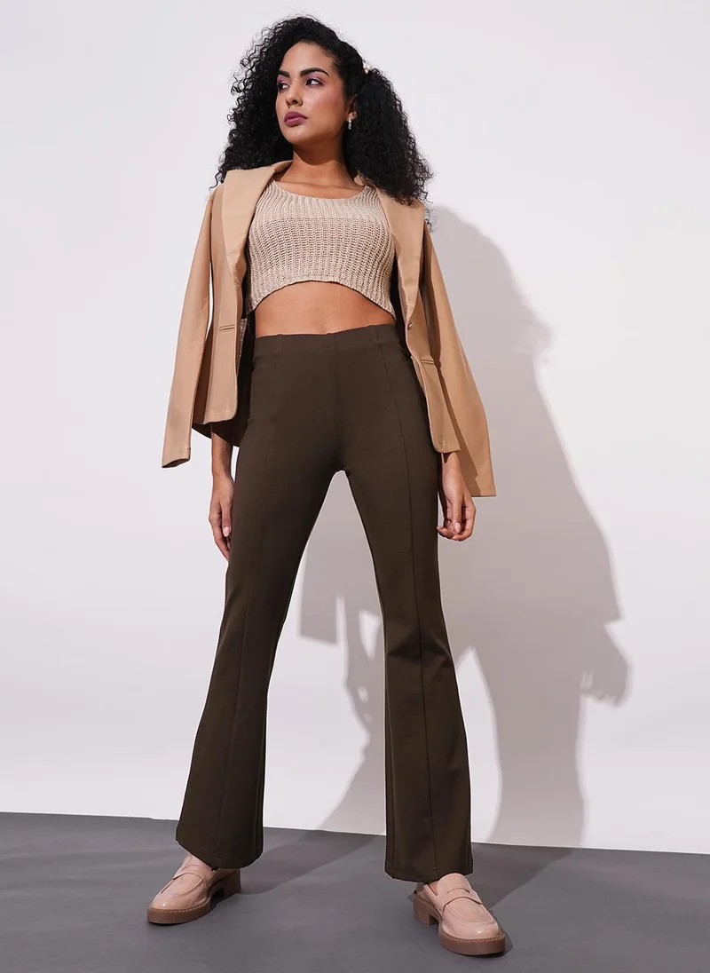 globus Globus Women Stretchable Mid-Rise Workwear Bootcut Treggings