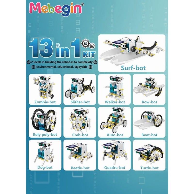 STEM 13-in-1 Solar Power Robots Creation Toy Educational Experiment DIY Robotics Kit Science Toy Solar Powered Building Robotic Set for Boys Girls Teens to Build - Image 4