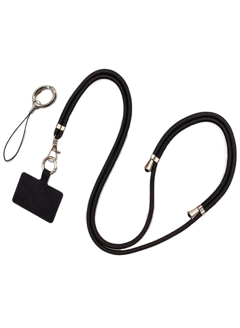 general Cell Phone Lanyard, Adjustable Cell Phone Crossbody Neck Strap, High Quality Thick Rope Elastic, Compatible with iPhone Android Smartphones, Black - Image 1