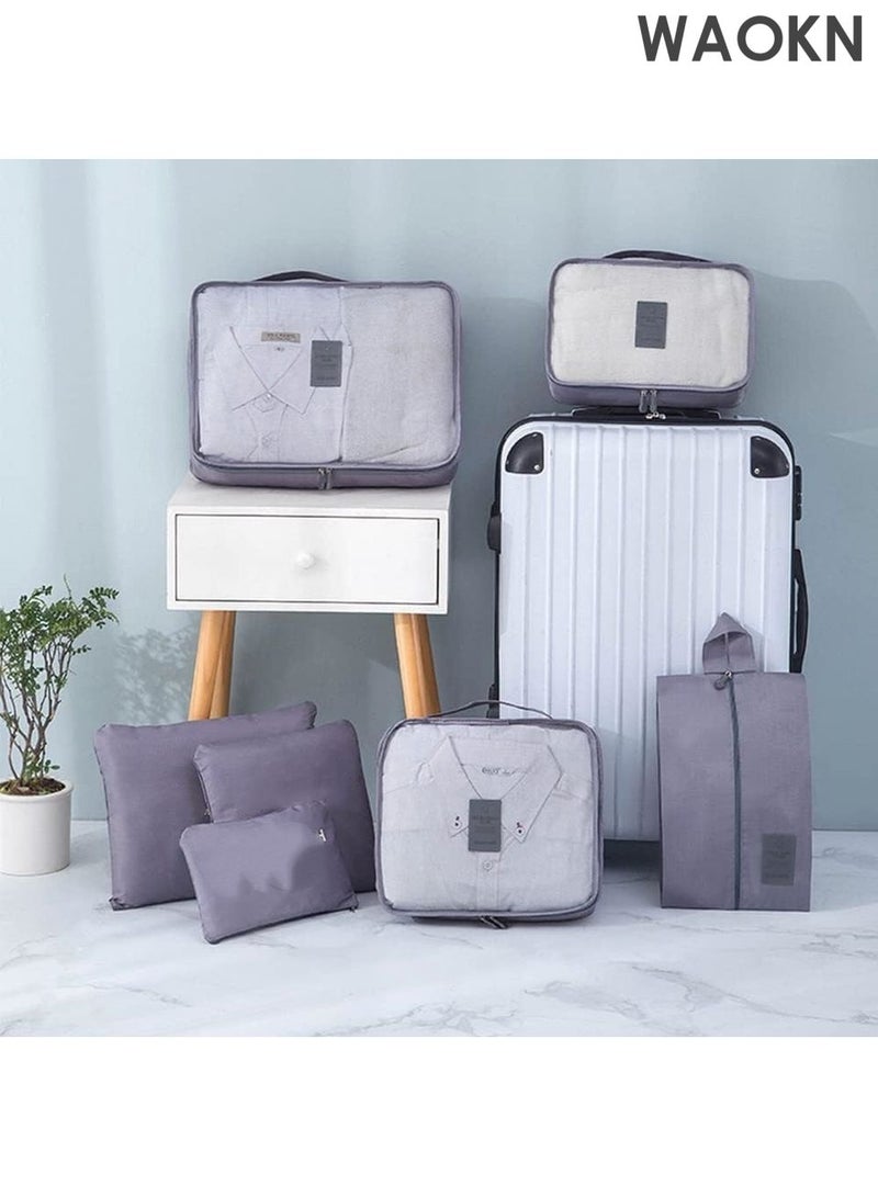 دبليو أيه أو كي أن مجموعة مكعبات التعبئة من 7 قطع - منظمات سفر خفيفة الوزن للأمتعة مع حقيبة غسيل وحقيبة أحذية - حقائب تخزين شبكية قابلة للطي لحقيبة السفر والحمل - معتمدة من إدارة أمن النقل ومقاومة للتجاعيد (رمادي) - مثالية للعطلات ورحلات العمل - Image 4