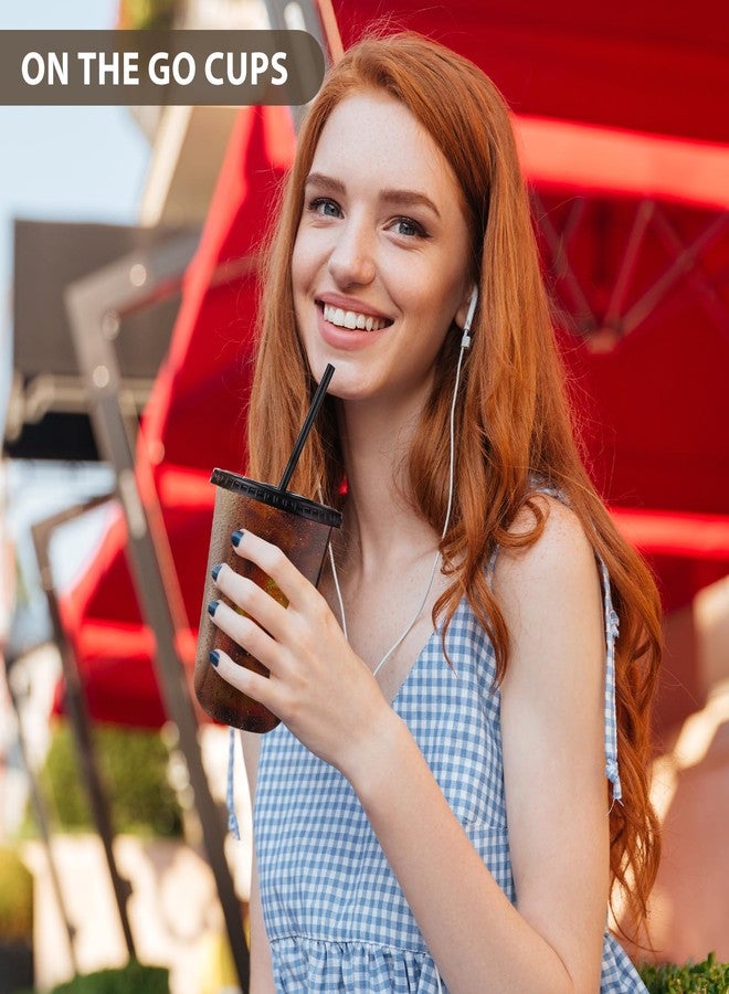 مجموعة tchrules من 100 كوب بلاستيكي سعة 16 أونصة مع أغطية وماصات، كوب قهوة مثلجة أسود شفاف للاستخدام مرة واحدة مع غطاء، أكواب بلاستيكية مستديرة القاعدة للمشروبات الباردة، العصائر المثلجة، المشروبات الغازية، لوازم الحفلات - Image 3