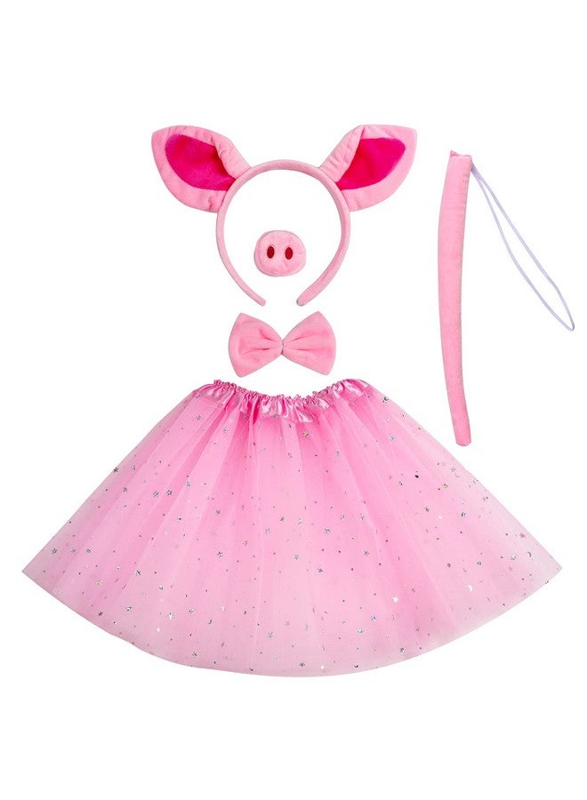 Jmkcoz Animal Fancy Costume Set Pink Pig Ears Headband Nose Tail Bow Tie Tutu Skirt For Halloween Cosplay Dress Up Party - Image 1