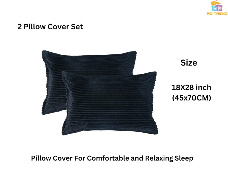 RD TREND 190 GSM Flannel Warm Bedsheets for Winter Double Flat Size (90 x 100 Inches) with 2 Pillow Cover Size (18x28 Inches) Color-Black, Striped - Image 4