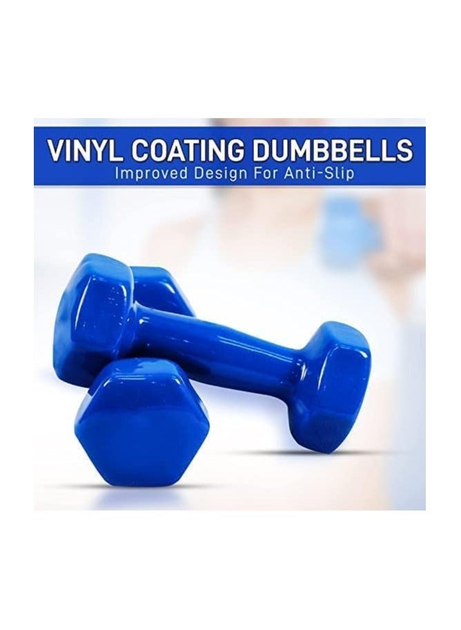 مخطوطات مجموعة من دمبل وأوزان يدوية من قطعتين - دمبل مغطى بالفينيل للتمرين واللياقة البدنية، مناسب للصالة الرياضية المنزلية، معدات تمارين القوة، أوزان حرة للنساء والرجال (أزرق، 2 كجم × 2) - Image 5