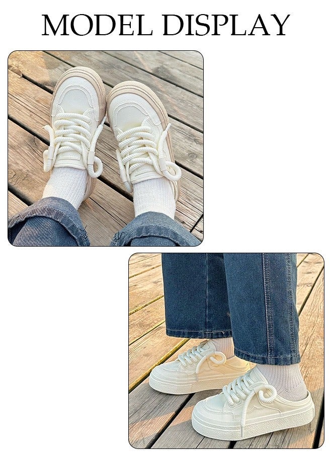 DUNISO Women's Platform Sneakers Low Top Walking Shoes for Lady Comfortable Lace Up Fashion Casual Canvas Shoes for Indoor Outdoor Travel Work - Image 5