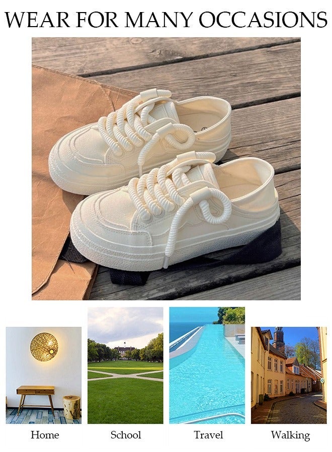 DUNISO Women's Platform Sneakers Low Top Walking Shoes for Lady Comfortable Lace Up Fashion Casual Canvas Shoes for Indoor Outdoor Travel Work - Image 3