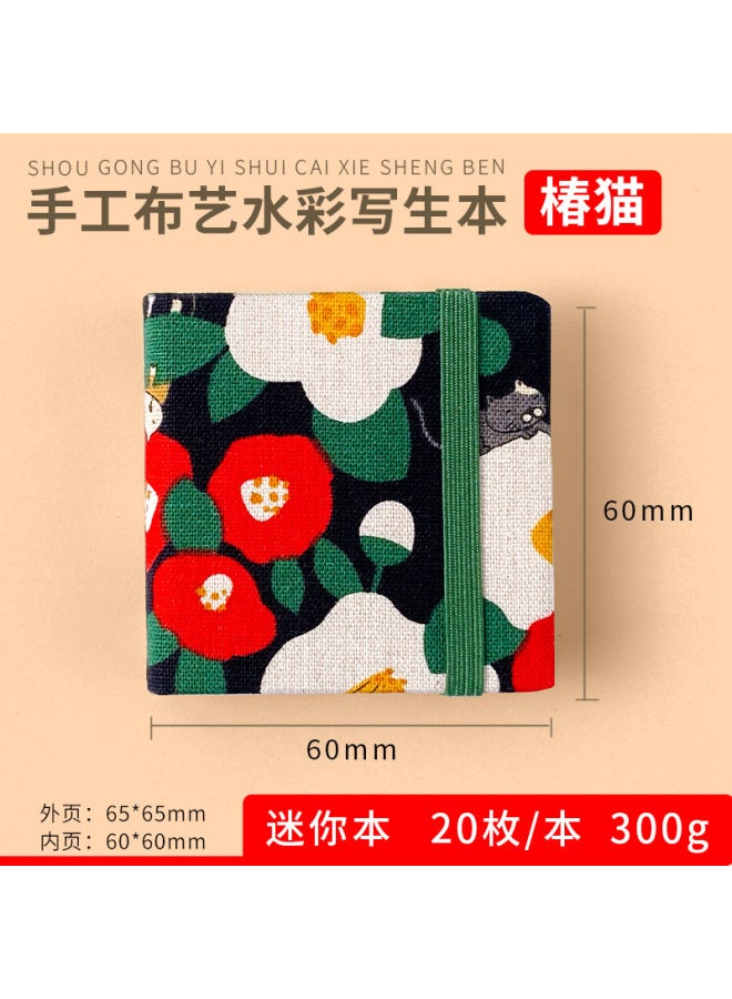 Flying Bird Feile Bird Fabric Watercolor Book 300g Art Student Painting Square Hand Account Book Fine Grain Mini Portable Painting Book - Image 1