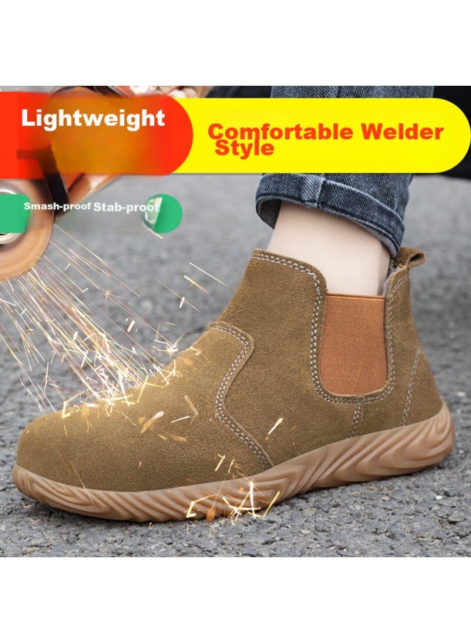 JUNBU Junbu Safety Shoes For Men, High-top Welding Steel Toe Cap, Anti-smashing, Anti-puncture, Wear-resistant, Comfortable, Protective Work Functional Shoes 1061l Size 40  - Image 1