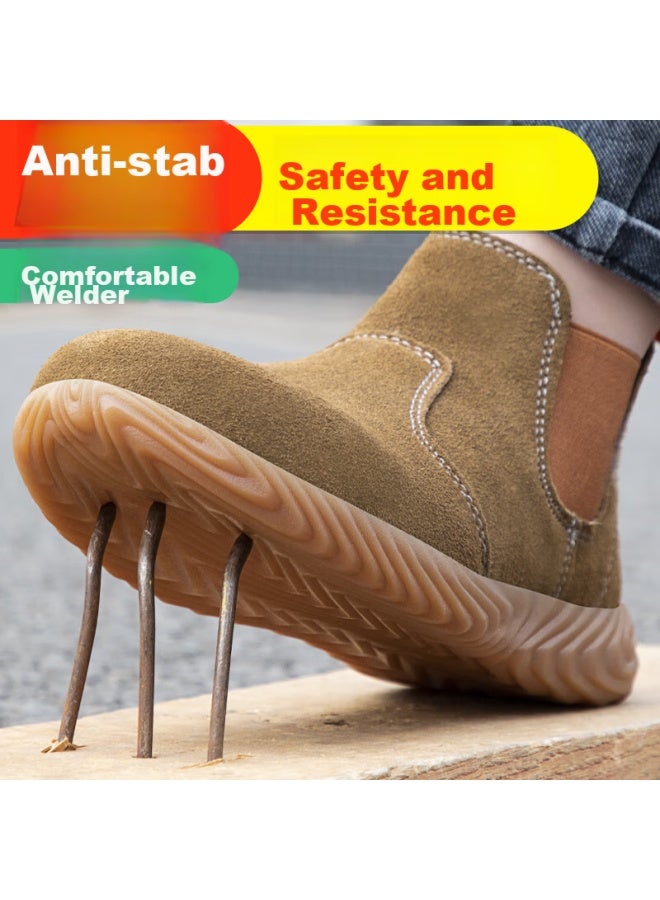 JUNBU Junbu Safety Shoes For Men, High-top Welding Steel Toe Cap, Anti-smashing, Anti-puncture, Wear-resistant, Comfortable, Protective Work Functional Shoes 1061l Size 40  - Image 4