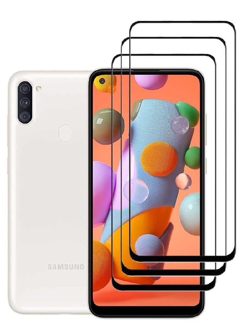 AINA 3 Pieces Tempered Glass Screen Protector 5D Designed For Samsung Galaxy A11 Full Glue Edge to Edge Full Screen Coverage And Bubble Free - Image 1
