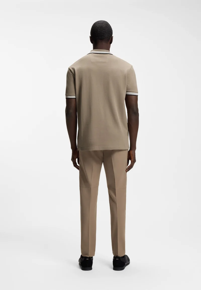 بوس Contrast-tipped polo shirt in cotton piqué