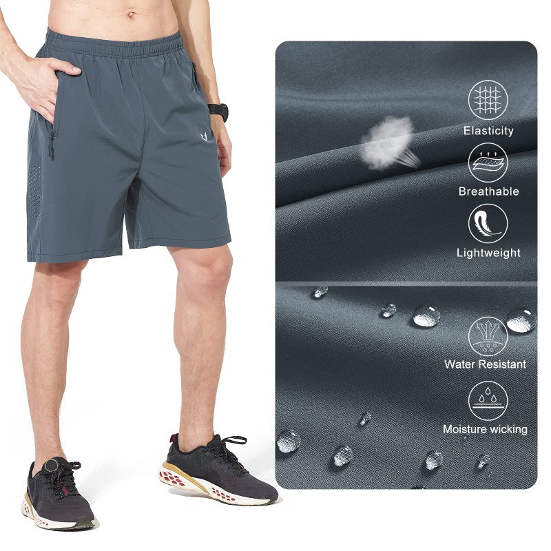 NORTHYARD Men's Athletic Running Shorts Gym Workout Shorts 7"/ 9"/ 5" Quick Dry Lightweight Sports Basketball Exercise Tennis Exercise COOLGREY L - Image 4