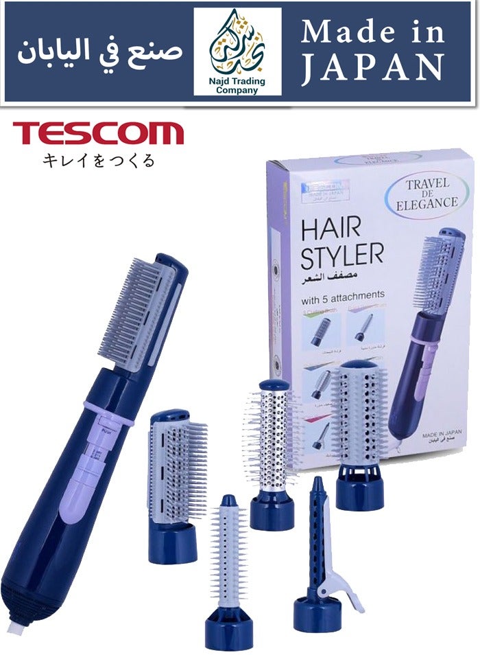 تيسكوم مصفف ومجفف شعر استشوار طقم 5 قطع - تيسكوم صنع في اليابان - Image 1