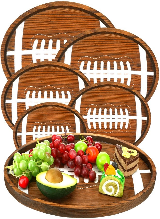 Nitial 5 Pcs Football Serving Trays Wooden Football Shaped Plates Snack Trays Serveware Tailgate Party Serving Platter for Game Party Decorations, 5 Sizes - Image 1