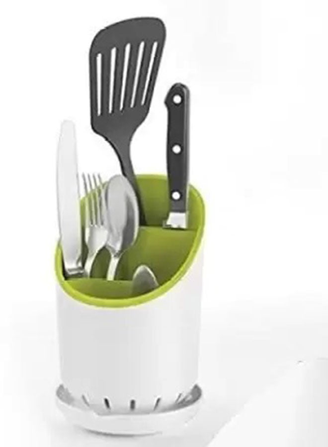 Cutlery Drainer Organizer Green/White 20x14x12centimeter - Image 4
