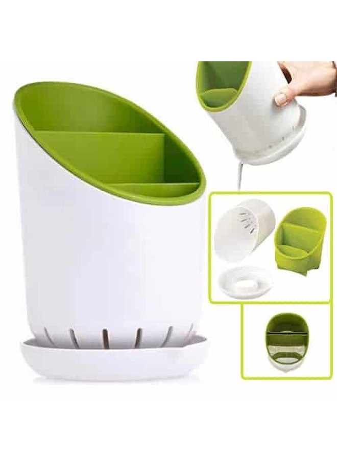 Cutlery Drainer Organizer Green/White 20x14x12centimeter - Image 3